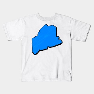 Bright Blue Maine Outline Kids T-Shirt